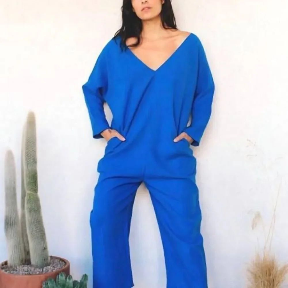 Rachel Craven linen jumpsuit in blue sz 0 (US S)